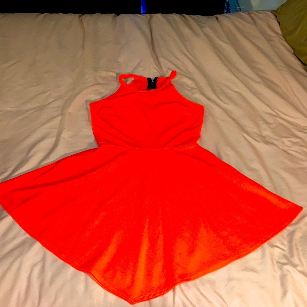 neon orange a-line babydoll dress